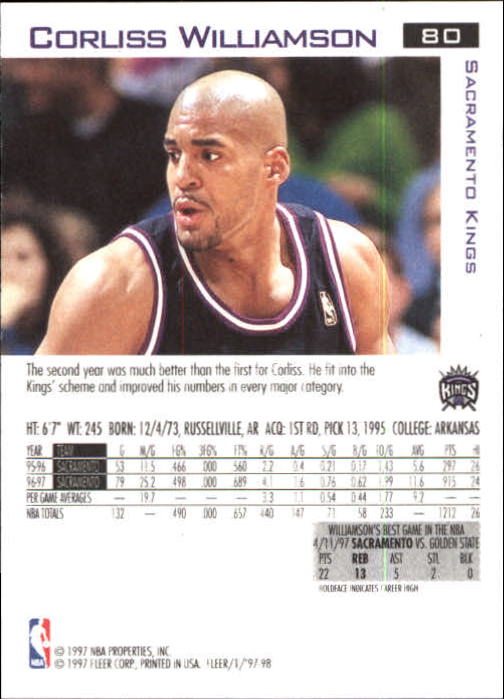 1997/1998 Fleer Basketball Part 1 Main Set Cards - Picture 115 of 347