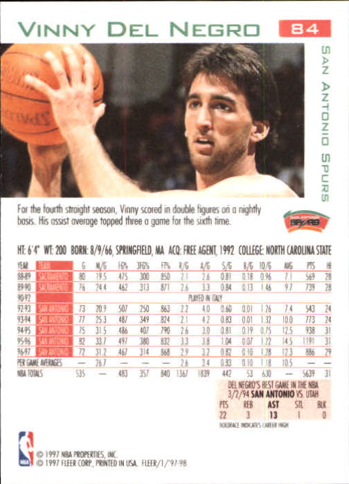 1997/1998 Fleer Basketball Part 1 Main Set Cards - Picture 121 of 347