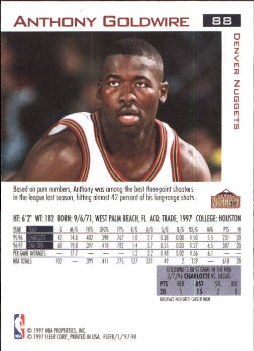 1997/1998 Fleer Basketball Part 1 Main Set Cards - Picture 129 of 347