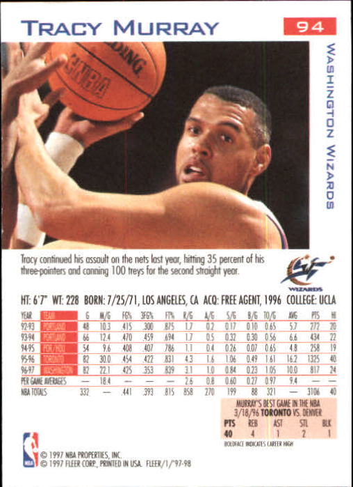 1997/1998 Fleer Basketball Part 1 Main Set Cards - Picture 137 of 347