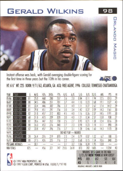 1997/1998 Fleer Basketball Part 1 Main Set Cards - Picture 143 of 347