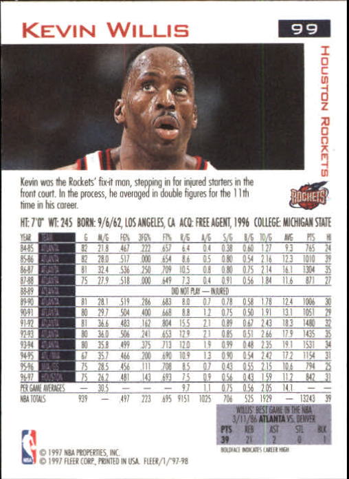 1997/1998 Fleer Basketball Part 1 Main Set Cards - Picture 145 of 347