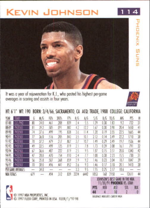 1997/1998 Fleer Basketball Part 1 Main Set Cards - Picture 165 of 347
