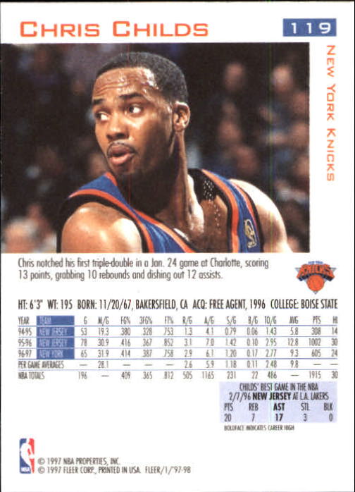 1997/1998 Fleer Basketball Part 1 Main Set Cards - Picture 173 of 347
