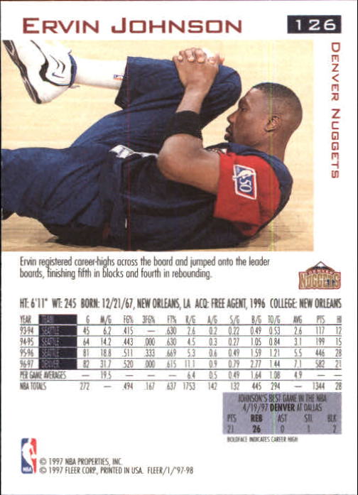 1997/1998 Fleer Basketball Part 1 Main Set Cards - Picture 181 of 347