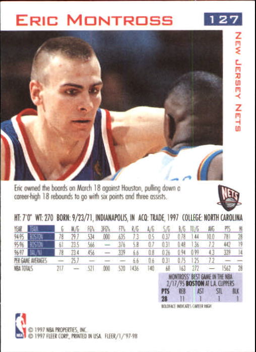1997/1998 Fleer Basketball Part 1 Main Set Cards - Picture 183 of 347