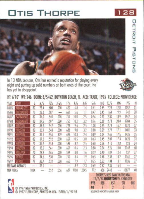 1997/1998 Fleer Basketball Part 1 Main Set Cards - Picture 185 of 347