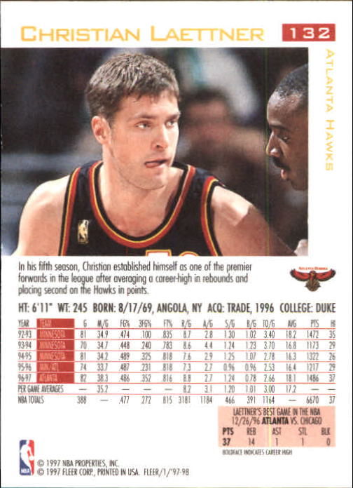 1997/1998 Fleer Basketball Part 1 Main Set Cards - Picture 193 of 347