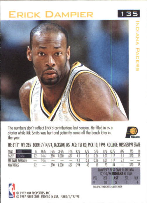 1997/1998 Fleer Basketball Part 1 Main Set Cards - Picture 197 of 347