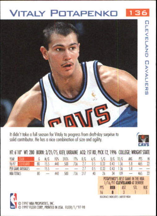 1997/1998 Fleer Basketball Part 1 Main Set Cards - Picture 199 of 347