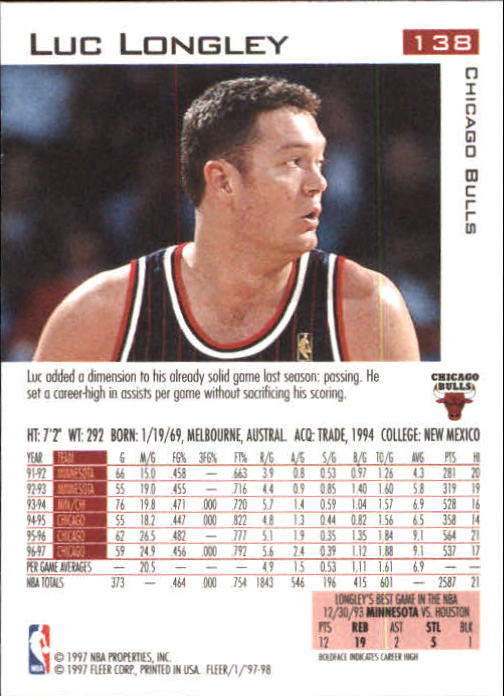 1997/1998 Fleer Basketball Part 1 Main Set Cards - Picture 203 of 347