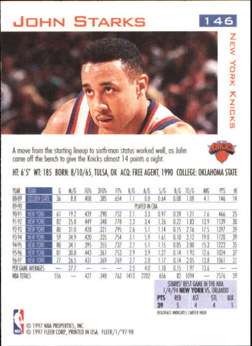 1997/1998 Fleer Basketball Part 1 Main Set Cards - Picture 215 of 347