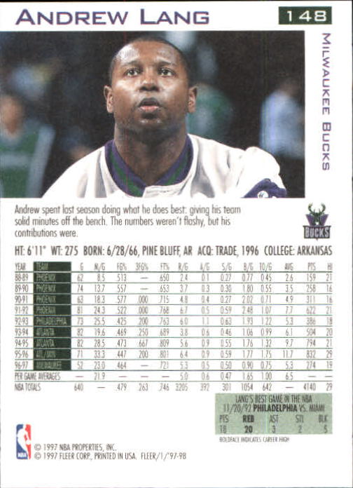 1997/1998 Fleer Basketball Part 1 Main Set Cards - Picture 219 of 347