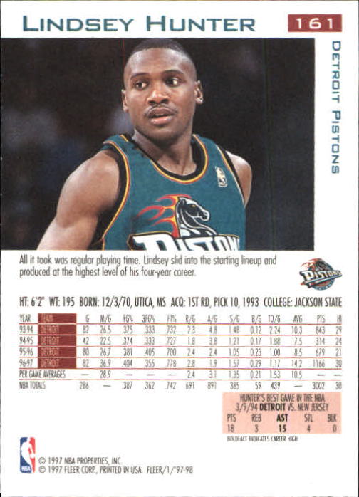 1997/1998 Fleer Basketball Part 1 Main Set Cards - Picture 243 of 347