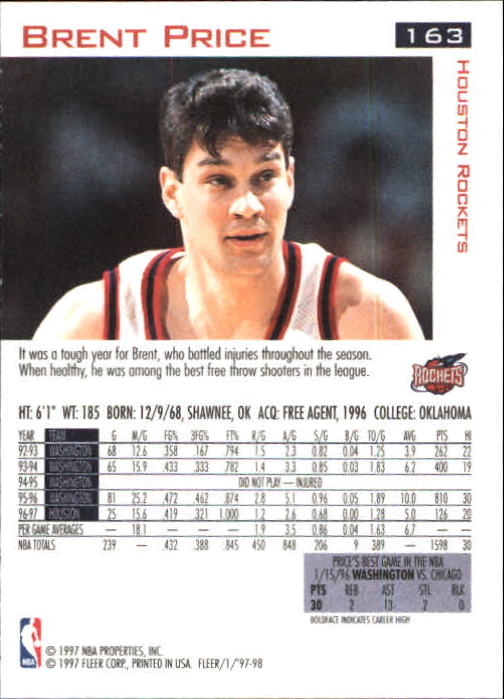 1997/1998 Fleer Basketball Part 1 Main Set Cards - Picture 247 of 347