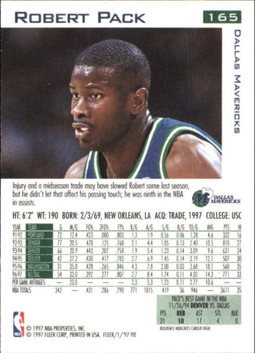 1997/1998 Fleer Basketball Part 1 Main Set Cards - Picture 251 of 347