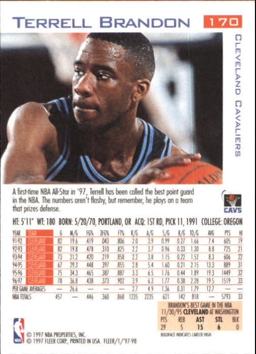 1997/1998 Fleer Basketball Part 1 Main Set Cards - Picture 259 of 347