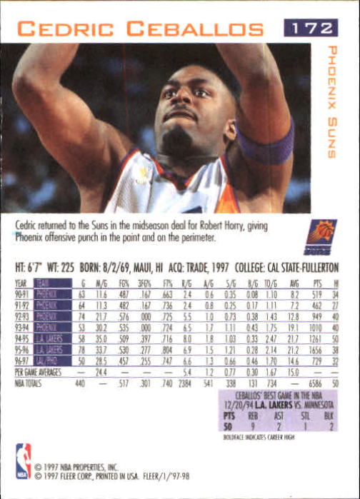 1997/1998 Fleer Basketball Part 1 Main Set Cards - Picture 263 of 347