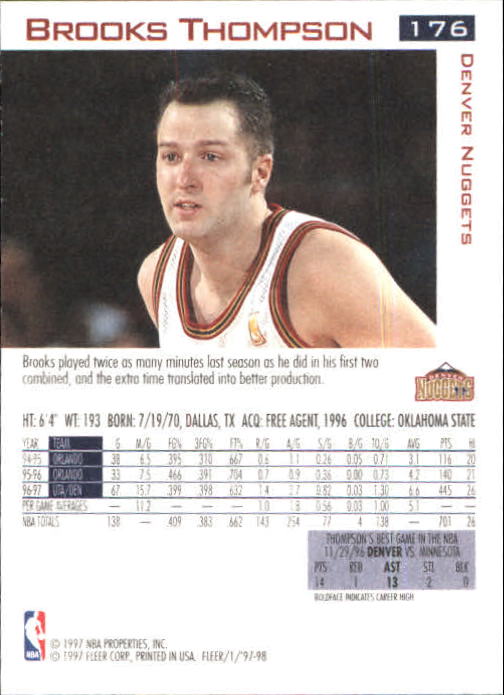 1997/1998 Fleer Basketball Part 1 Main Set Cards - Picture 271 of 347