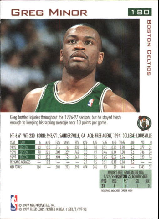 1997/1998 Fleer Basketball Part 1 Main Set Cards - Picture 273 of 347