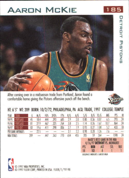 1997/1998 Fleer Basketball Part 1 Main Set Cards - Picture 279 of 347