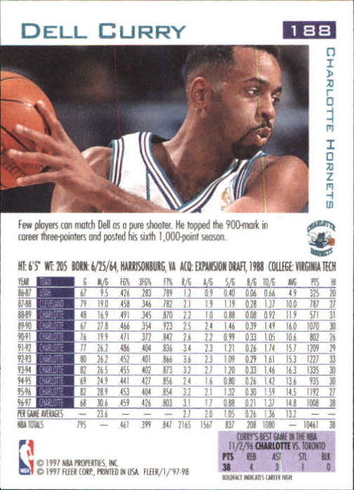 1997/1998 Fleer Basketball Part 1 Main Set Cards - Picture 285 of 347
