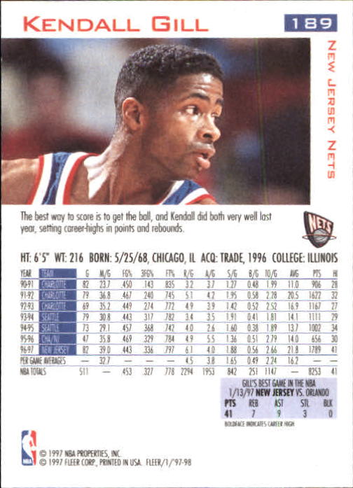 1997/1998 Fleer Basketball Part 1 Main Set Cards - Picture 287 of 347
