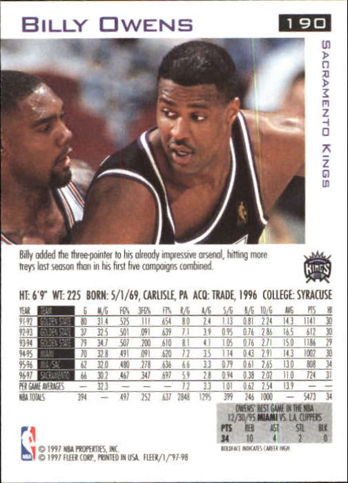 1997/1998 Fleer Basketball Part 1 Main Set Cards - Picture 289 of 347