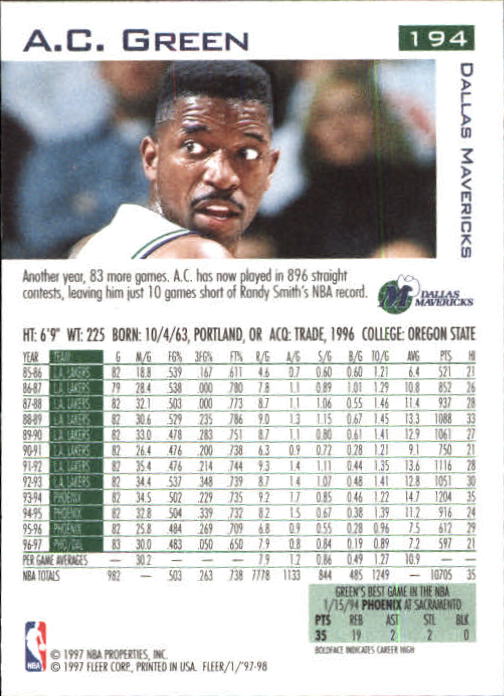 1997/1998 Fleer Basketball Part 1 Main Set Cards - Picture 295 of 347