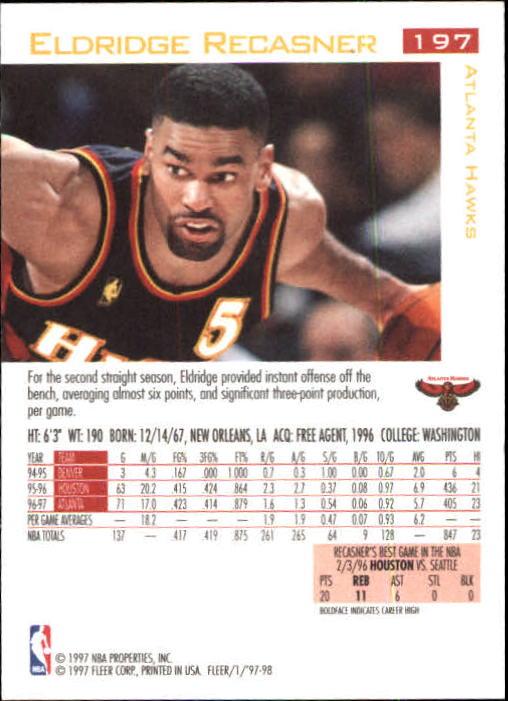 1997/1998 Fleer Basketball Part 1 Main Set Cards - Picture 301 of 347