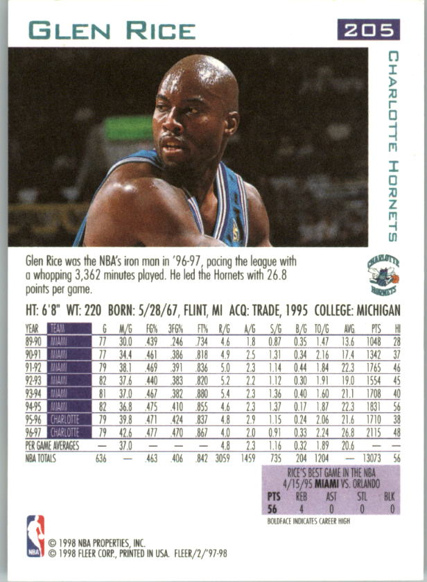 1997/1998 Fleer Basketball Part 1 Main Set Cards - Picture 309 of 347