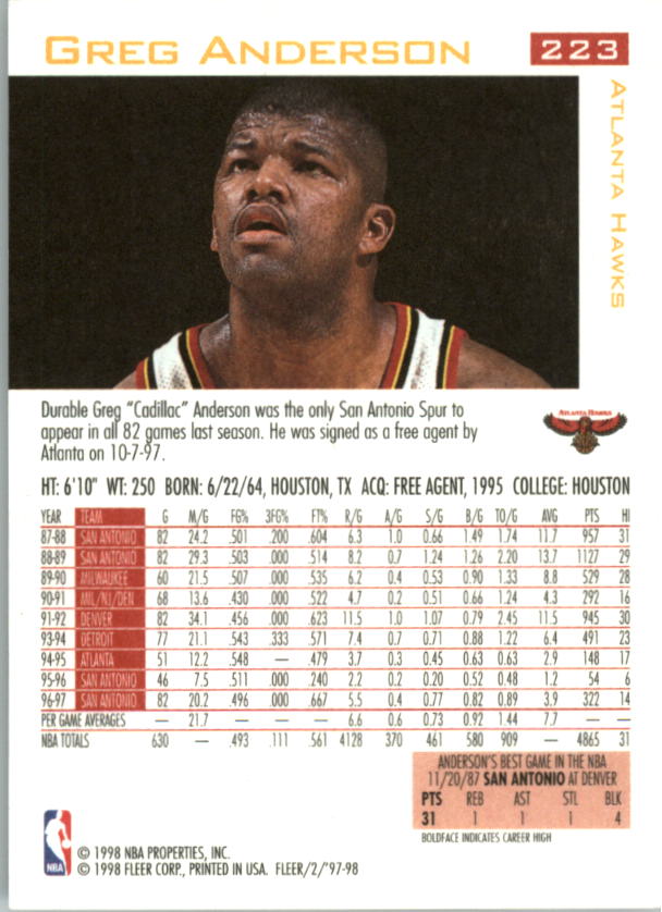 1997/1998 Fleer Basketball Part 1 Main Set Cards - Picture 313 of 347