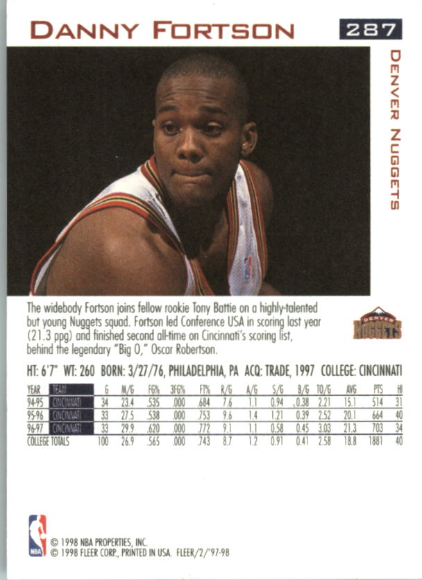 1997/1998 Fleer Basketball Part 1 Main Set Cards - Picture 333 of 347