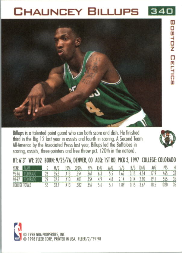 1997/1998 Fleer Basketball Part 1 Main Set Cards - Picture 339 of 347