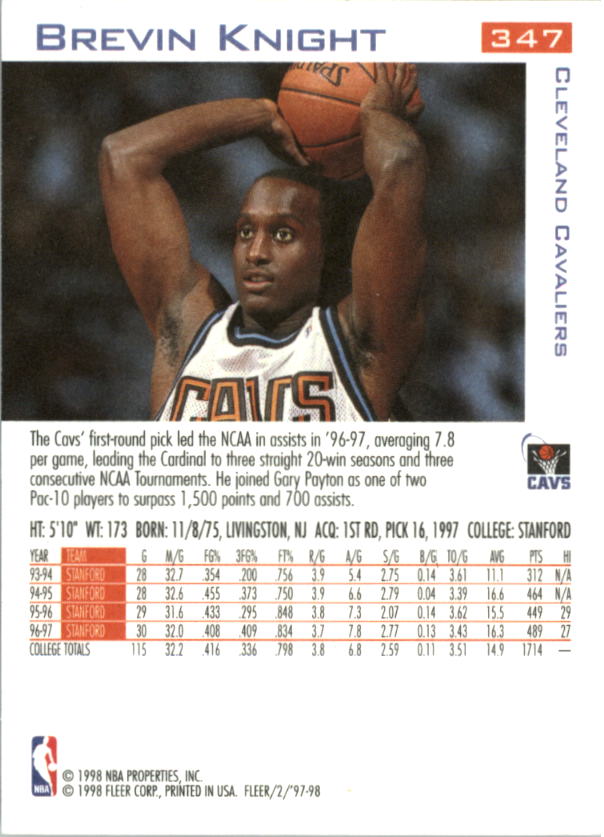 1997/1998 Fleer Basketball Part 1 Main Set Cards - Picture 343 of 347