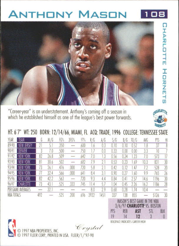1997/1998 Fleer Basketball Part 2 Parallel Cards - Picture 53 of 107