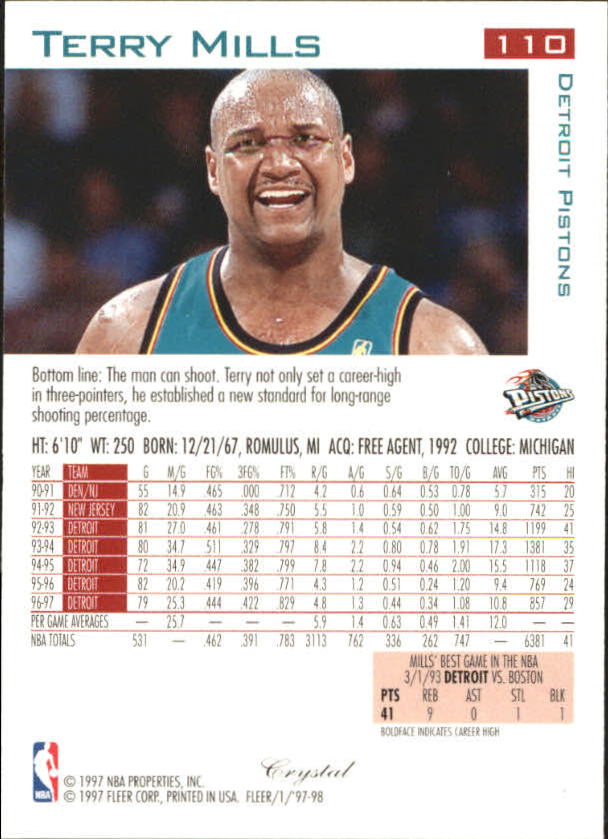 1997/1998 Fleer Basketball Part 2 Parallel Cards - Picture 55 of 107