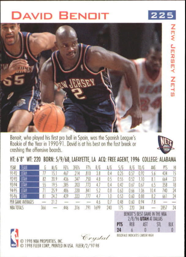1997/1998 Fleer Basketball Part 2 Parallel Cards - Picture 97 of 107
