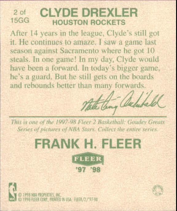1997/1998 Fleer Basketball Part 3 Insert Cards - Picture 31 of 194
