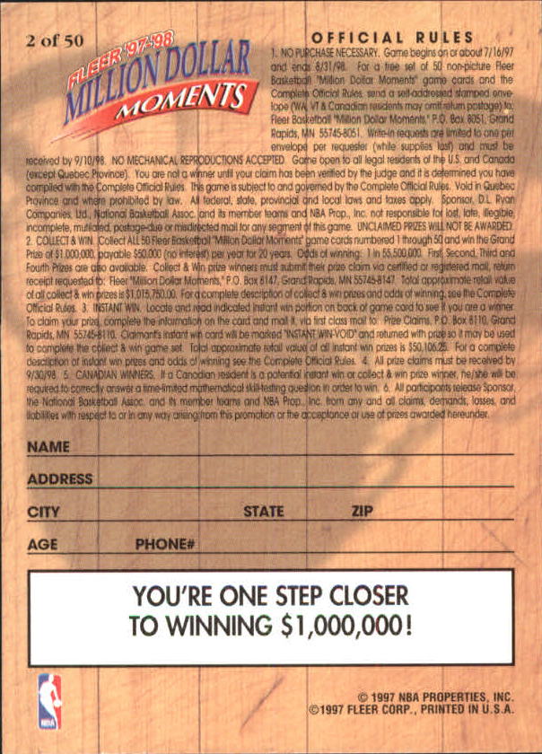 1997/1998 Fleer Basketball Part 3 Insert Cards - Picture 71 of 194