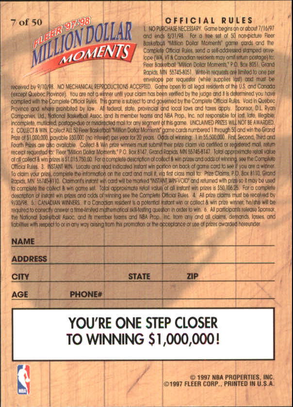 1997/1998 Fleer Basketball Part 3 Insert Cards - Picture 81 of 194