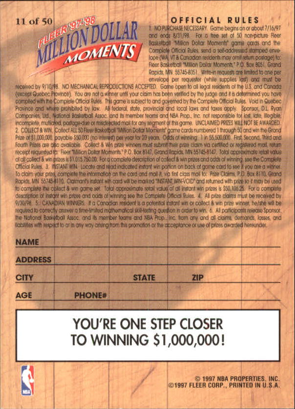 1997/1998 Fleer Basketball Part 3 Insert Cards - Picture 89 of 194