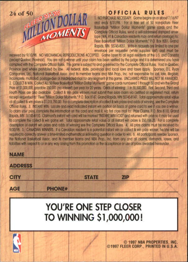 1997/1998 Fleer Basketball Part 3 Insert Cards - Picture 115 of 194