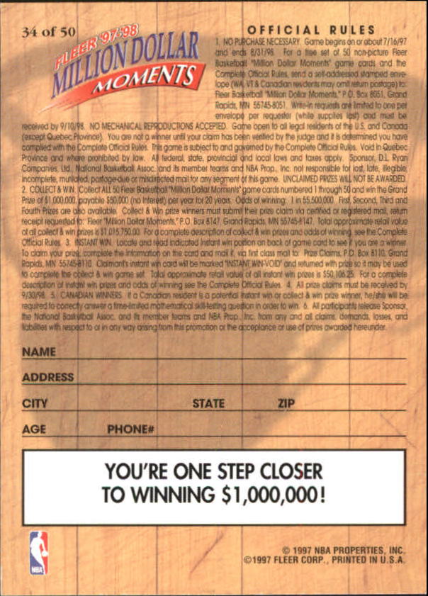 1997/1998 Fleer Basketball Part 3 Insert Cards - Picture 135 of 194