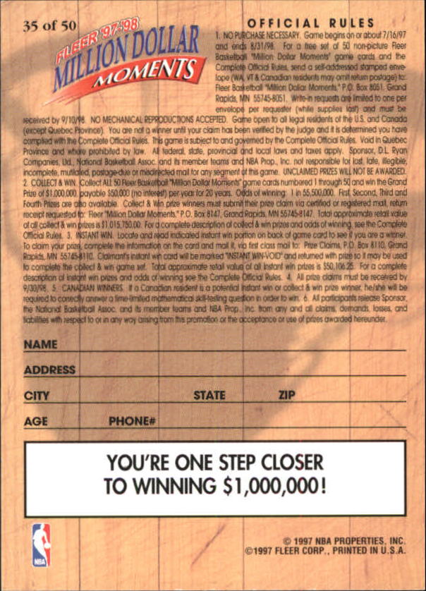 1997/1998 Fleer Basketball Part 3 Insert Cards - Picture 137 of 194
