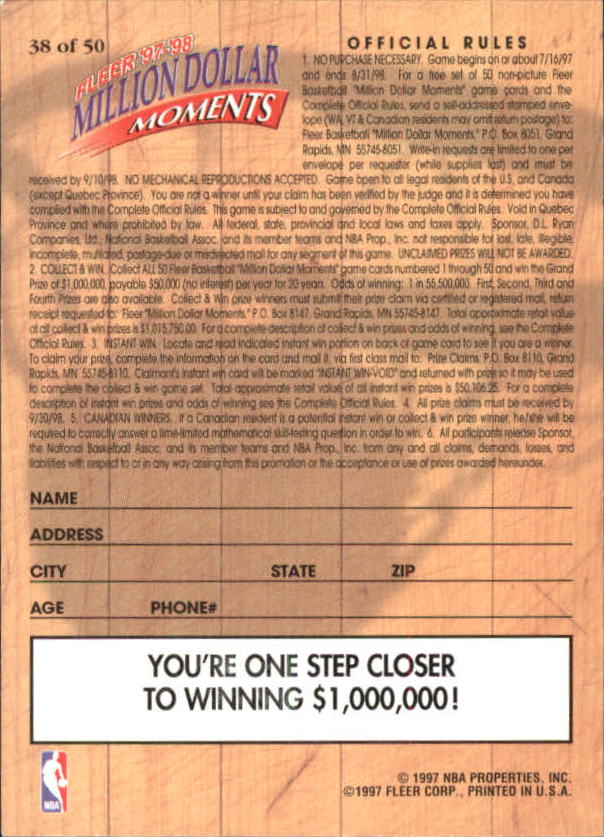 1997/1998 Fleer Basketball Part 3 Insert Cards - Picture 143 of 194