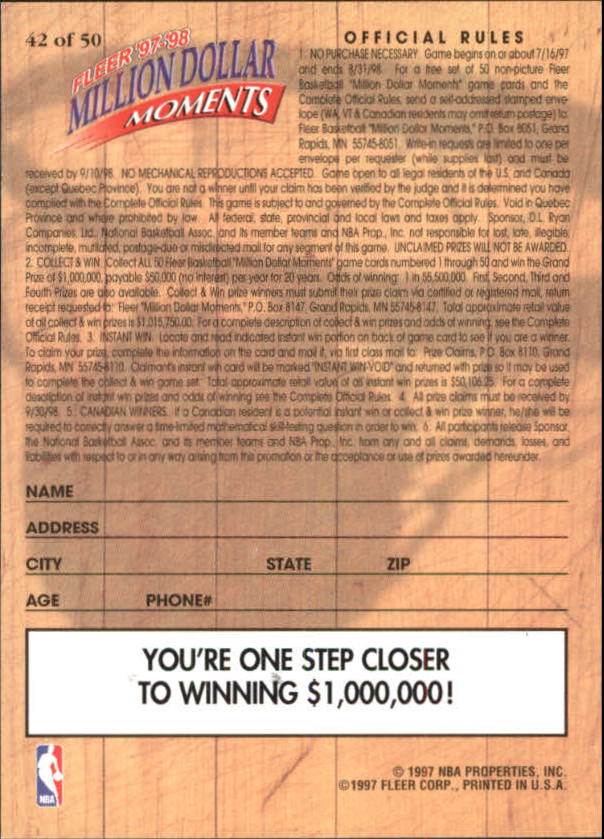 1997/1998 Fleer Basketball Part 3 Insert Cards - Picture 151 of 194