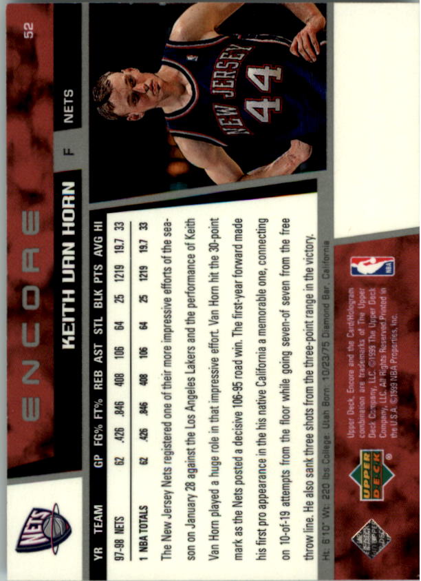 1998/1999 Encore (Upper Deck) Basketball - Picture 105 of 297
