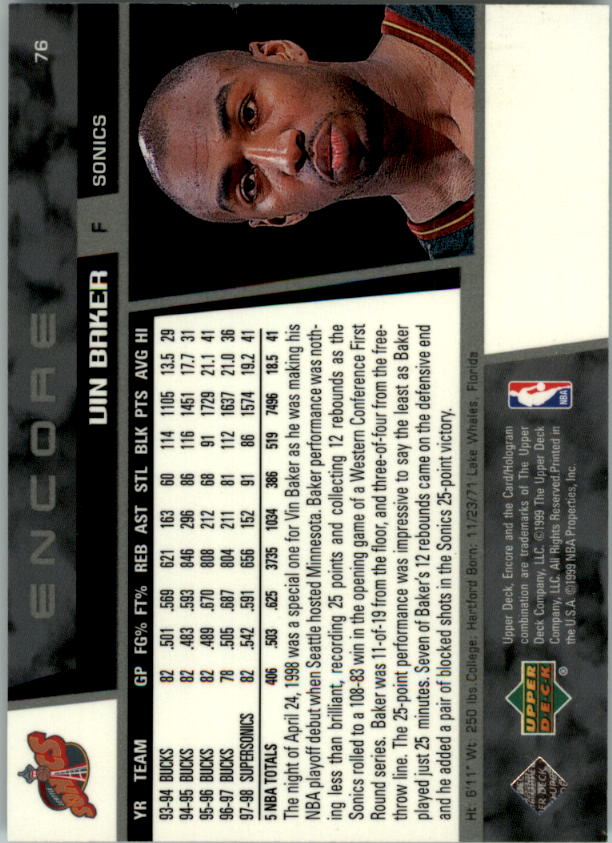 1998/1999 Encore (Upper Deck) Basketball - Picture 153 of 297