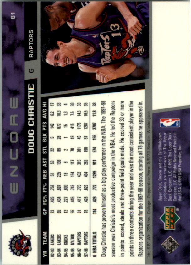 1998/1999 Encore (Upper Deck) Basketball - Picture 163 of 297